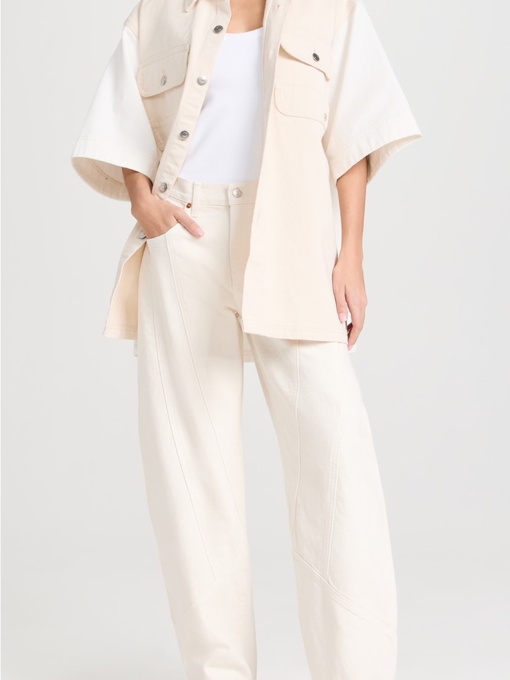 Re/Done Cream wide Taper High-Rise Jeans